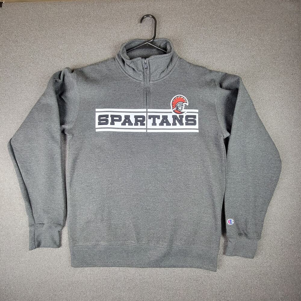 Champion University of Tampa UT Spartans M Grey Quater Zip Sweatshirt Pullover